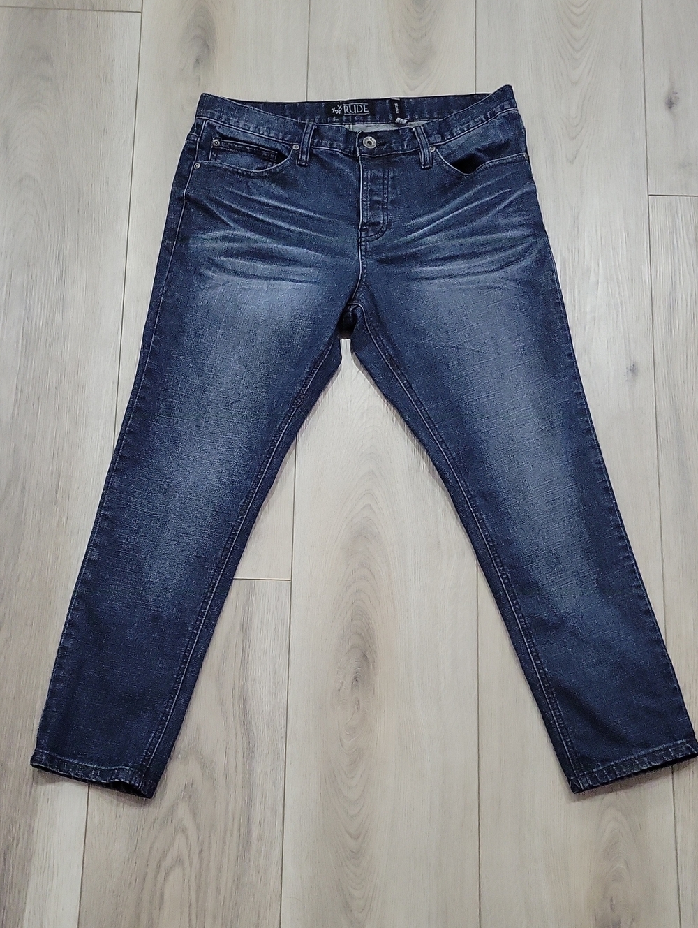 RUDE Navy Slim Men’s Jeans with Faded Wash 32x28